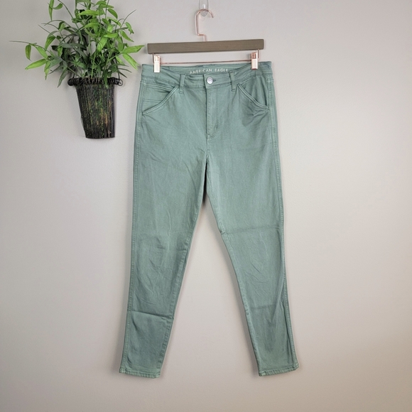 American Eagle Outfitters Denim - American Eagle Hi Rise Jegging Green Patch Slant Pocket Skinny stretch jeans 12